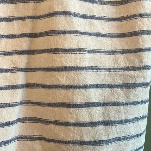 Madewell Sundown Tank Top Ikat Stripe Blue White Crop Linen Cotton Sz XXS - Picture 5 of 8
